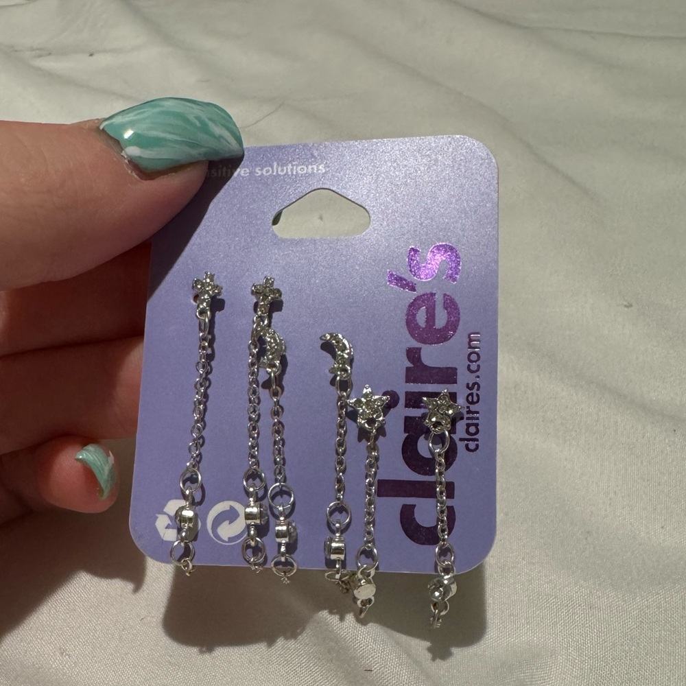 Claire’s Silver Dangle Chain Earrings